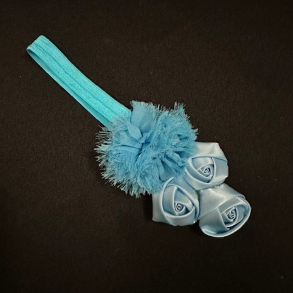 Aqua 5" Deluxe Flower on FOE Headband  7265  Handmade NWT Boutique